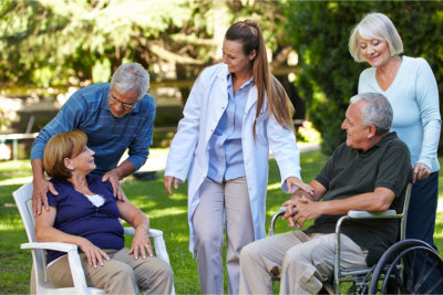 Staff and Patients making conversation